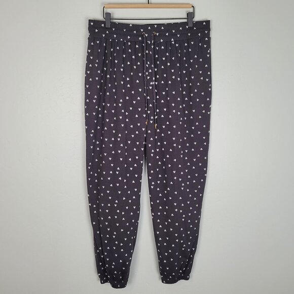Honeydew Pajama Lounge Pants Hearts Print Stretch Soft Dark Gray White Size XL - Picture 1 of 12